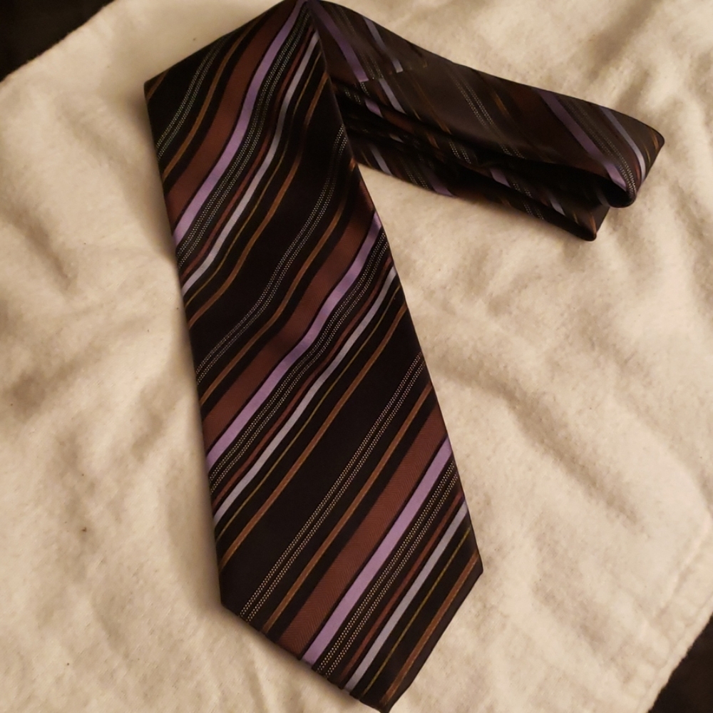 Zara Purple Brown Silver Neck Tie